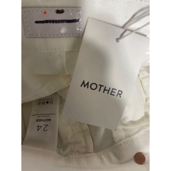 MOTHER The Hustler Ankle Fray White Jeans Sz 24 Fairest of Them All Stretch - Picture 8 of 8